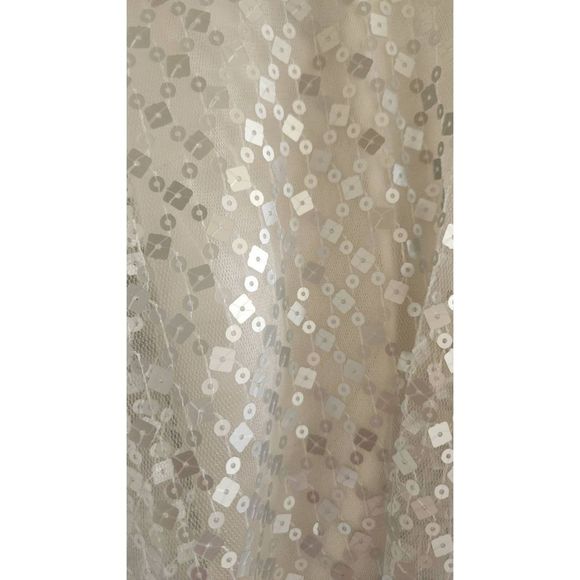 Sho(Tadashi Shoji) Ashley Backless Jumpsuit,  Ivory Crepe with Mate Silver Sequi - Picture 6 of 9